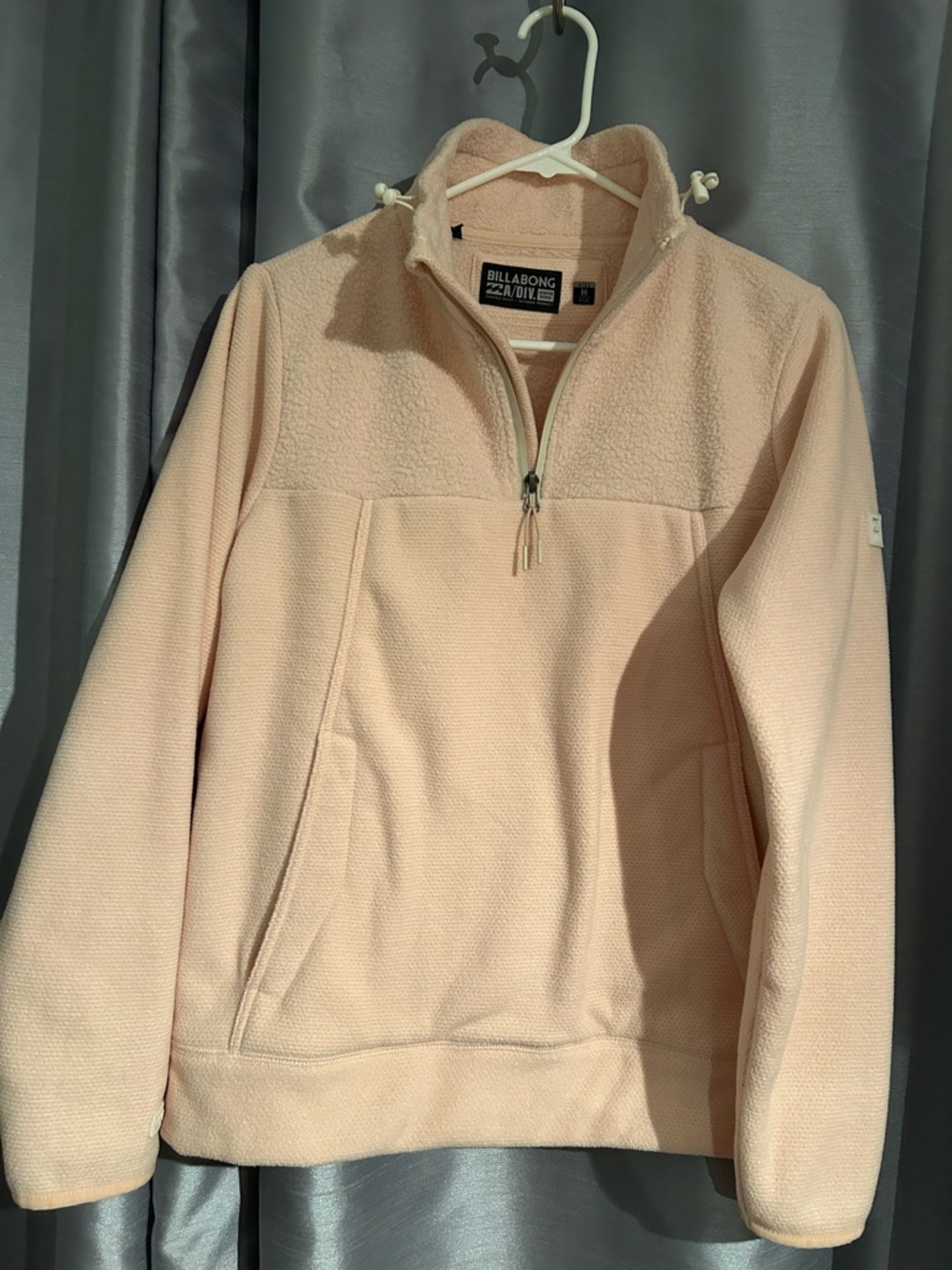 Billabong Light Pink Adventure Division Boundary Mock Half-Zip Fleece Medium